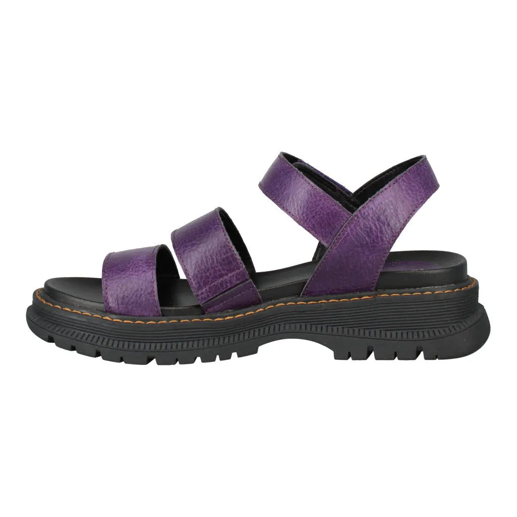 Westland Peyton 08 women's purple vegan arch support sandals with touch fastening, cushioned sole, and chunky black treaded outsole.