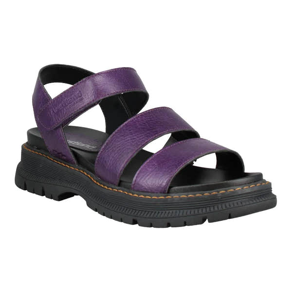 Westland Peyton 08 Ladies purple vegan arch support sandals with touch fastening straps and durable black sole.