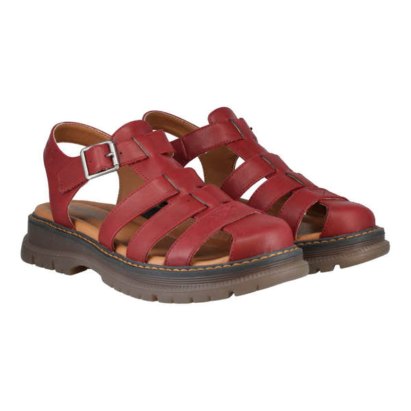 Westland Peyton 09 Ladies Red Vegan Buckle Sandals with arch support and adjustable buckle straps.