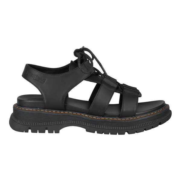 Westland Peyton 14 Ladies black vegan lace-up sandals with arch support and chunky sole for comfort and casual wear.