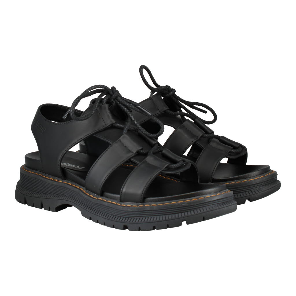 Westland Peyton 14 Ladies Black Vegan Arch Support Lace-Up Sandals with chunky sole and strap design.