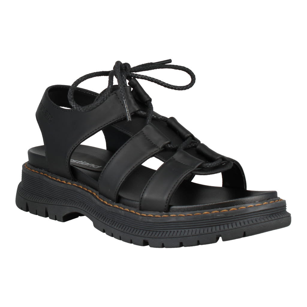 Westland Peyton 14 Ladies black vegan lace-up sandal with arch support, open toe, and chunky sole for comfort and style.