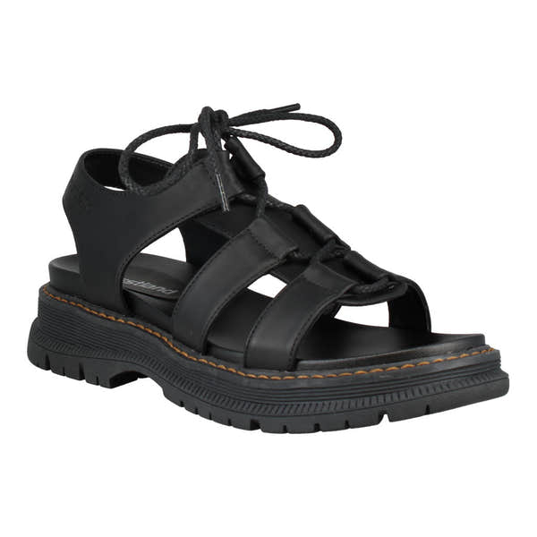 Westland Peyton 14 Ladies black vegan lace-up sandal with arch support, open toe, and chunky sole for comfort and style.