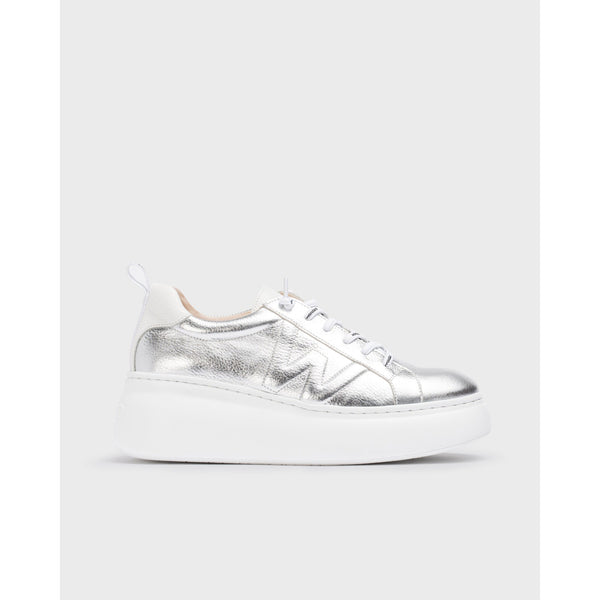 Wonders A-2632 Ladies Spanish Silver Leather Slip On Trainers-elevate your sole