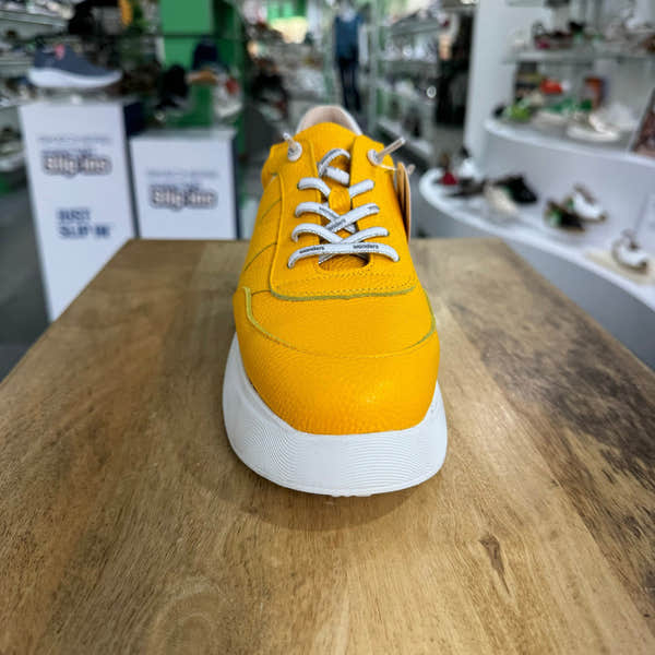 Wonders A-3601 Ladies Spanish Maze Yellow Leather Slip On Trainers-elevate your sole