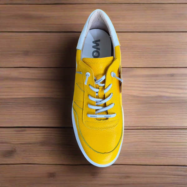 Wonders A-3601 Ladies Spanish Maze Yellow Leather Slip On Trainers-elevate your sole