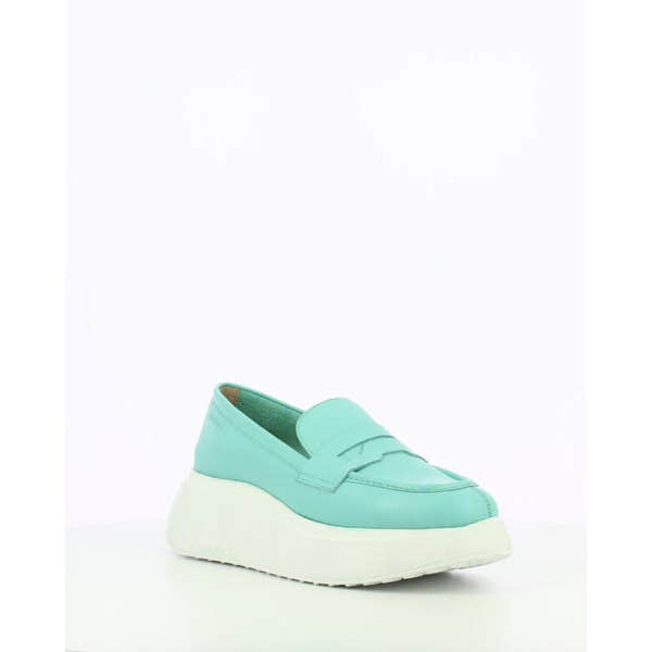 Wonders A-3623 Ladies Sea Leather Slip-On Shoes, mint green with chunky white sole, comfortable casual footwear for women.