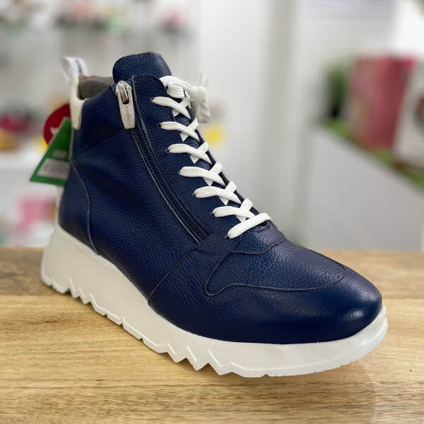 Wonders E-6714 Ladies Spanish Cobalt Blue Leather Zip & Lace Ankle Boots-elevate your sole