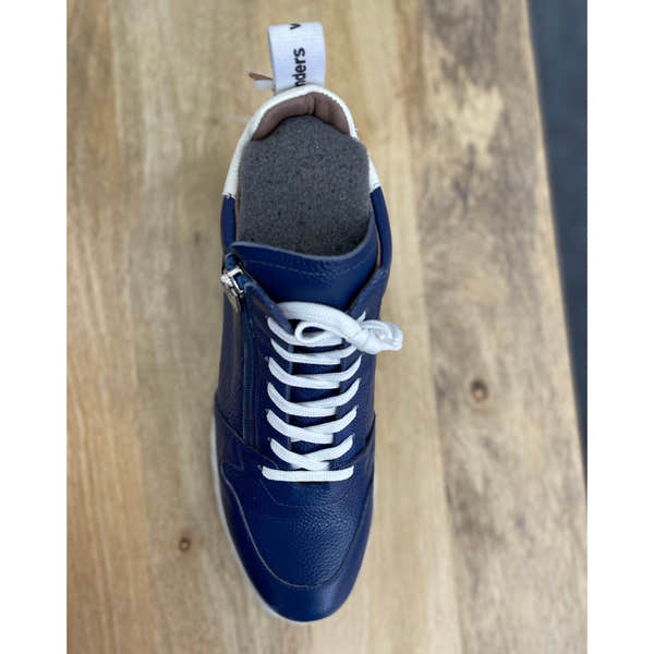 Wonders E-6714 Ladies Spanish Cobalt Blue Leather Zip & Lace Ankle Boots-elevate your sole