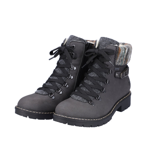 Rieker Y9131-45 Ladies Grey Water Resistant Side Zip Ankle Boots
