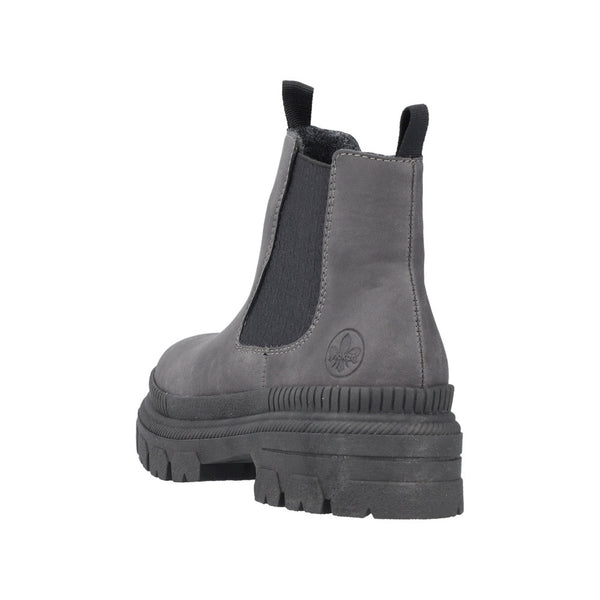 Rieker Y9354-45 Ladies Grey Side Zip Ankle Boots