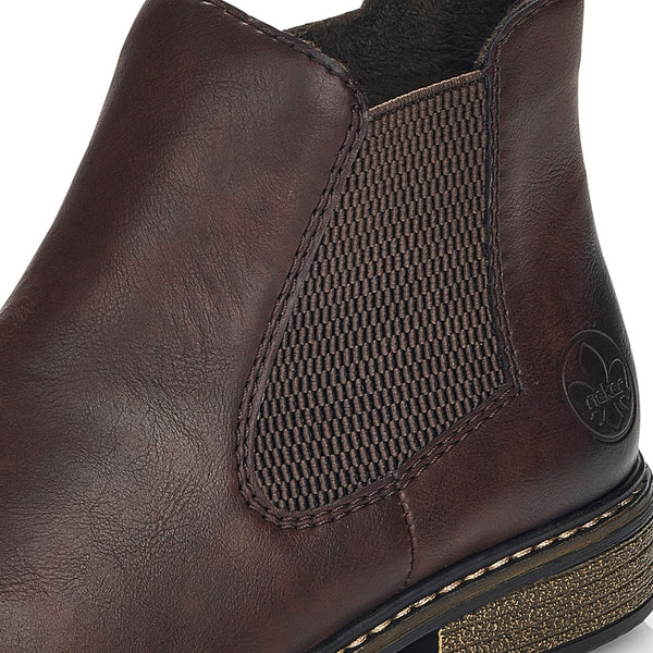 Rieker Z4994-26 Ladies Brown Side Zip Ankle Boots