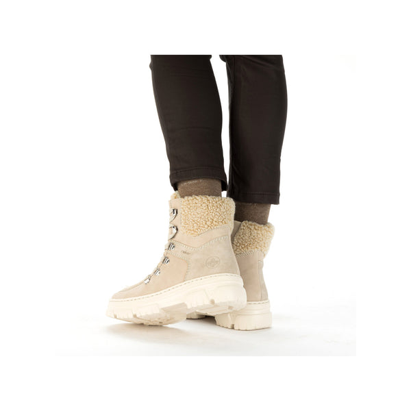 Rieker Z7430-62 Ladies Beige Side Zip Ankle Boots