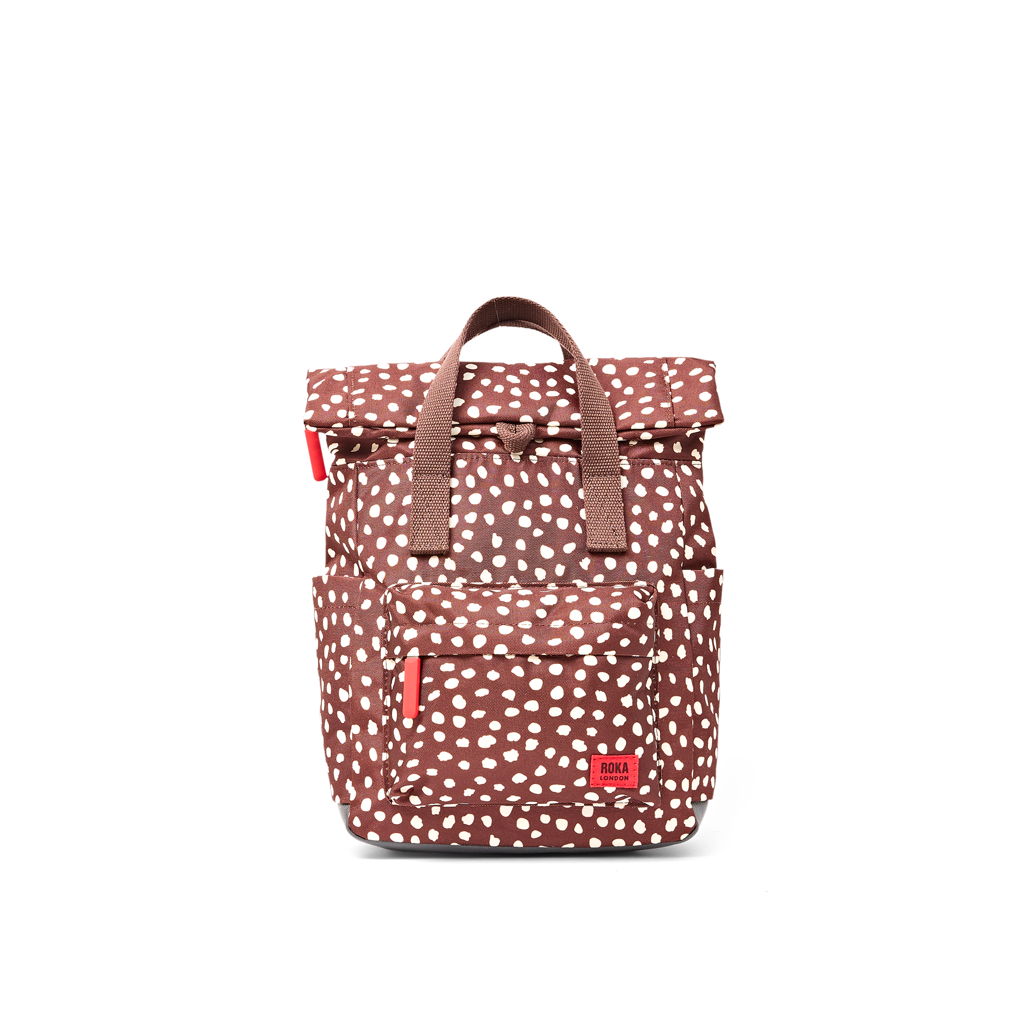 Roka Canfield Brown Dot Small Backpack, front view (2)