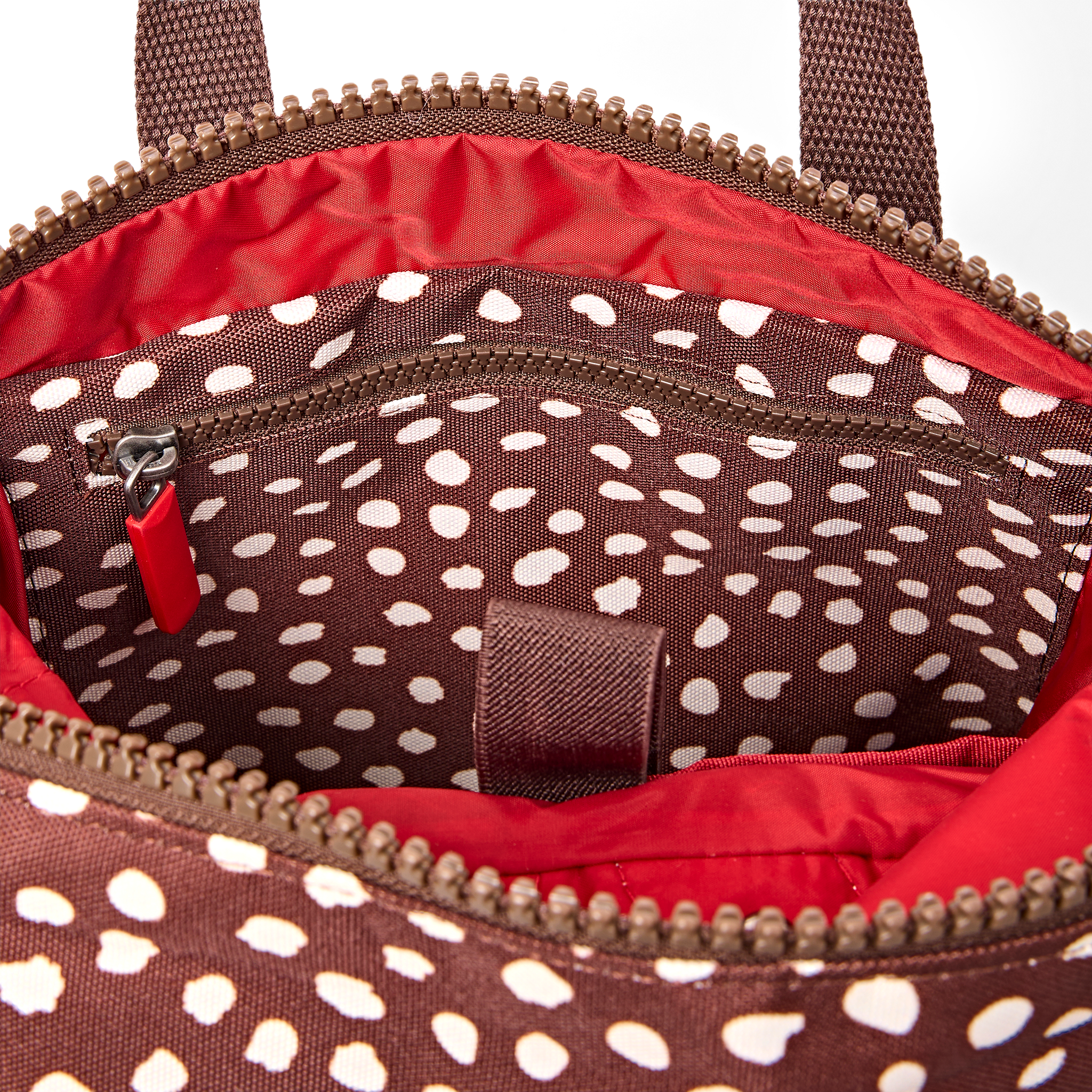 Roka Canfield Brown Dot Small Backpack, interior pocket (5)