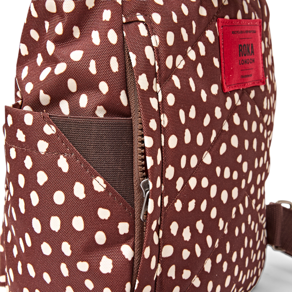 Roka Canfield Brown Dot Small Backpack, strap hardware detail (6)