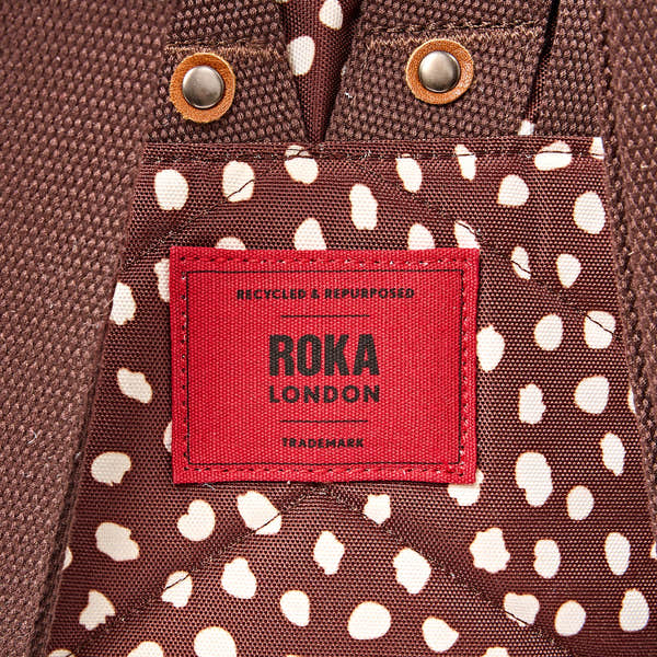 Roka Canfield Brown Dot Small Backpack, logo detail (8)