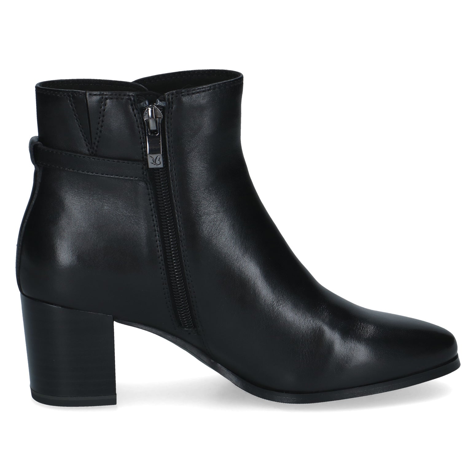 Caprice 9-25314-47 022 Ladies Black Leather Side Zip Ankle Boots, inner side view.