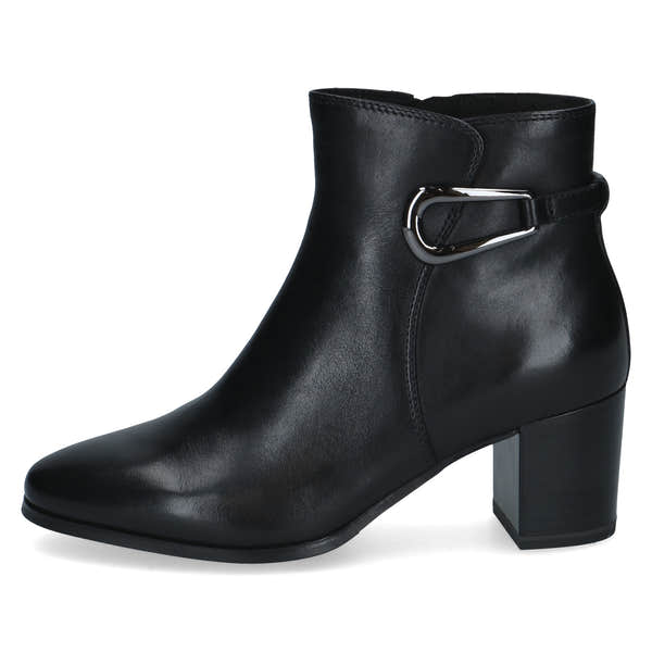 Caprice 9-25314-47 022 Ladies Black Leather Side Zip Ankle Boots, outer side view.
