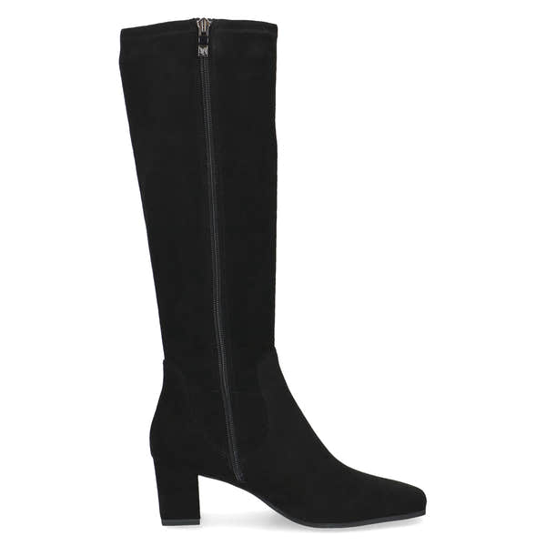 Caprice 9-25547-41 044 Ladies Black Textile Side Zip Mid-Calf Boots, inner side view.