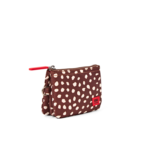 Roka Carnaby Wallet Brown Dot Small, angled side view (1)