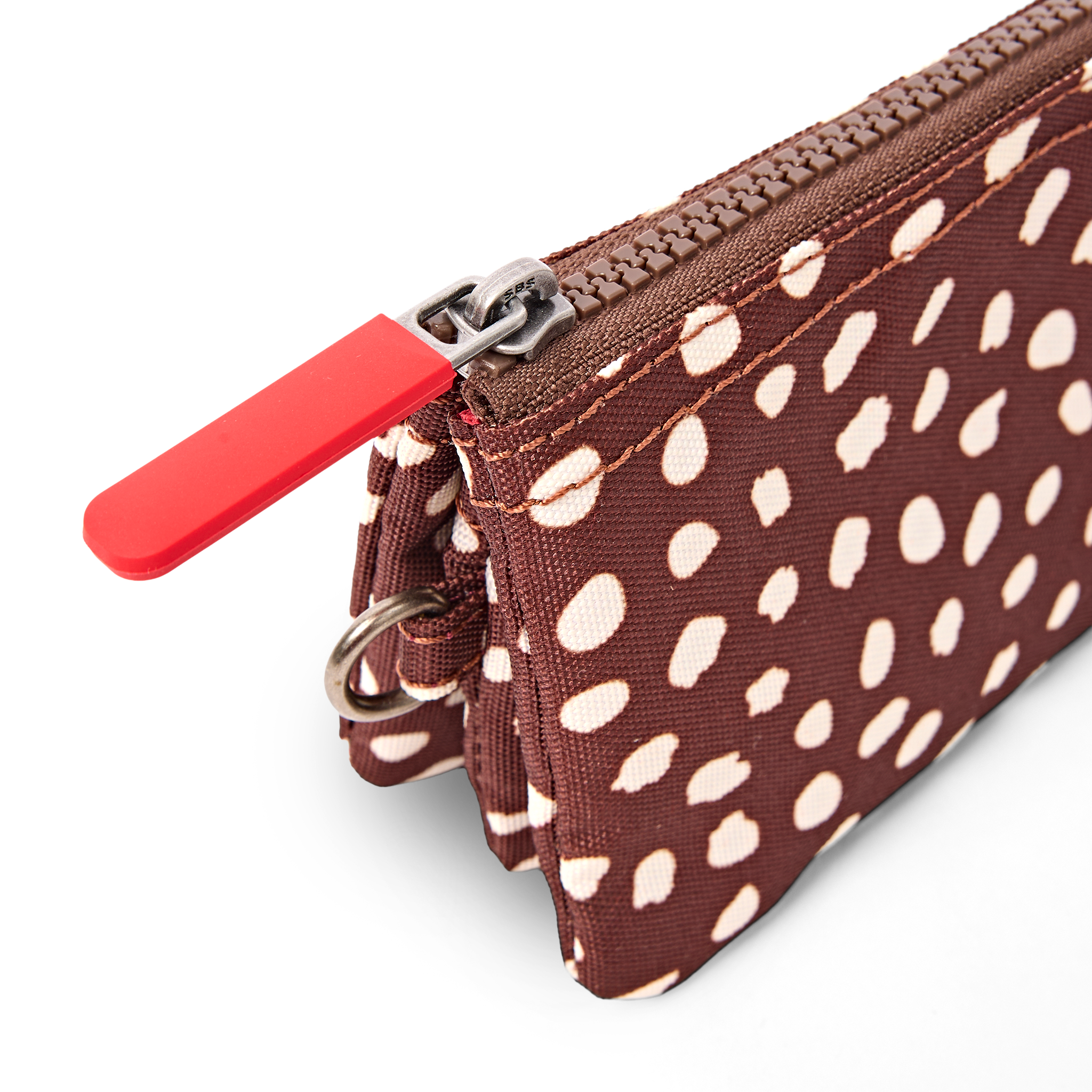 Roka Carnaby Wallet Brown Dot Small, zip detail (5)