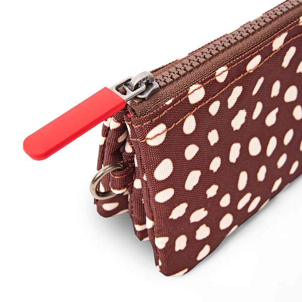 Roka Carnaby Wallet Brown Dot Small, zip detail (5)