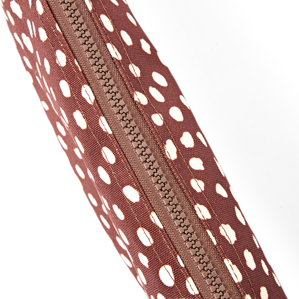 Roka Carnaby Brown Dot Extra Large Crossbody Bag, zip detail (5)