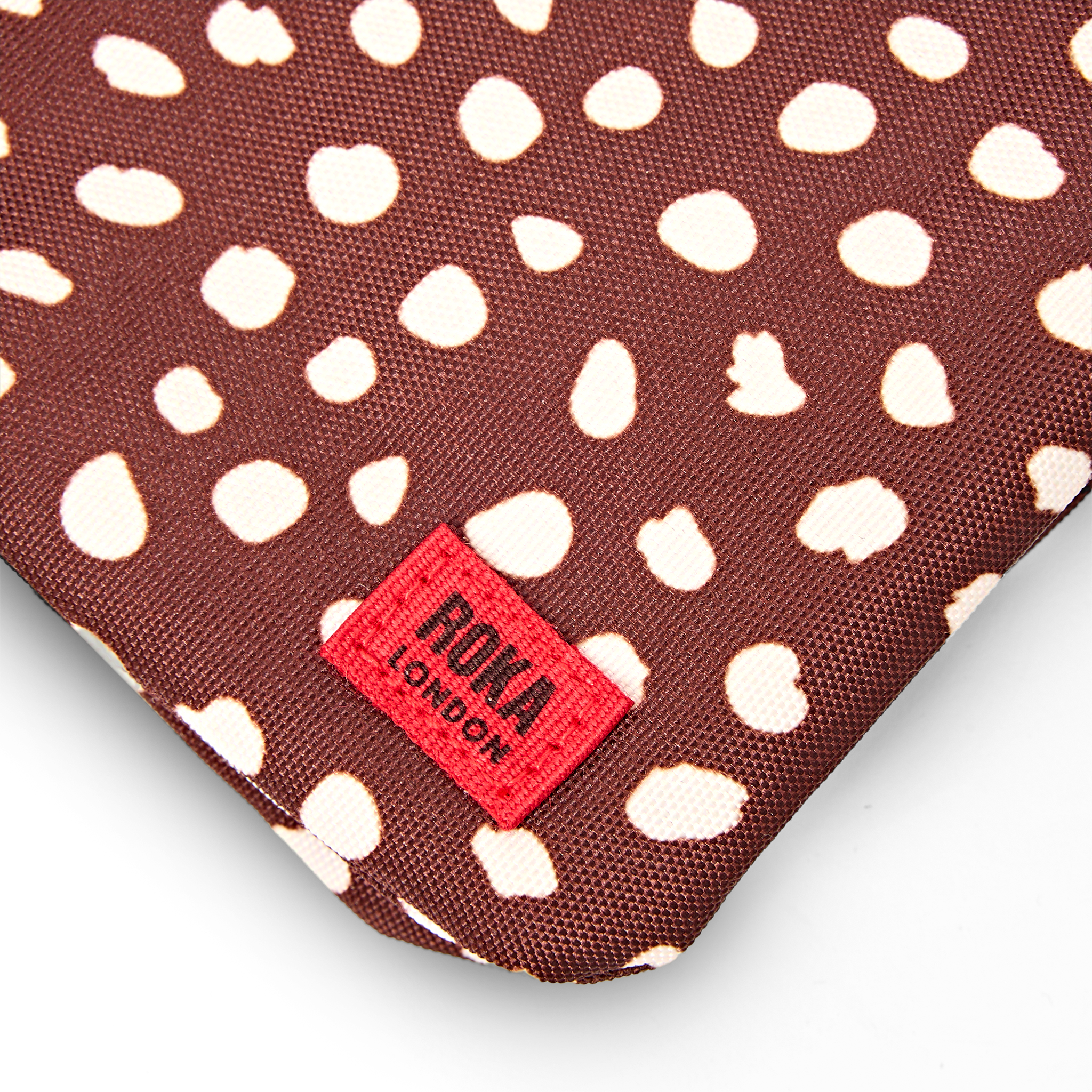 Roka Carnaby Brown Dot Extra Large Crossbody Bag, logo detail (7)