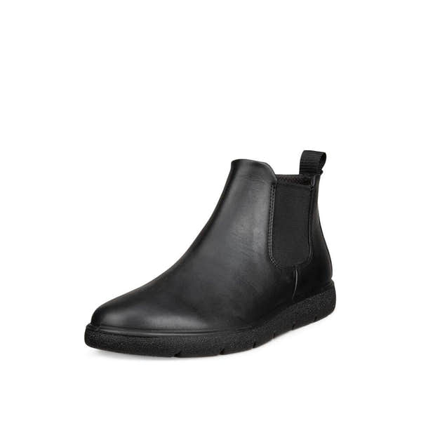 Ecco Bella 2 W Chelsea Ladies Black Leather Pull On Ankle Boots, front three-quarter view.