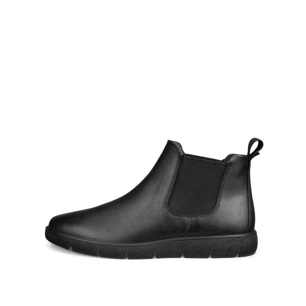 Ecco Bella 2 W Chelsea Ladies Black Leather Pull On Ankle Boots, outer side view.