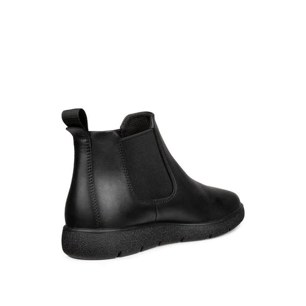 Ecco Bella 2 W Chelsea Ladies Black Leather Pull On Ankle Boots, rear view.