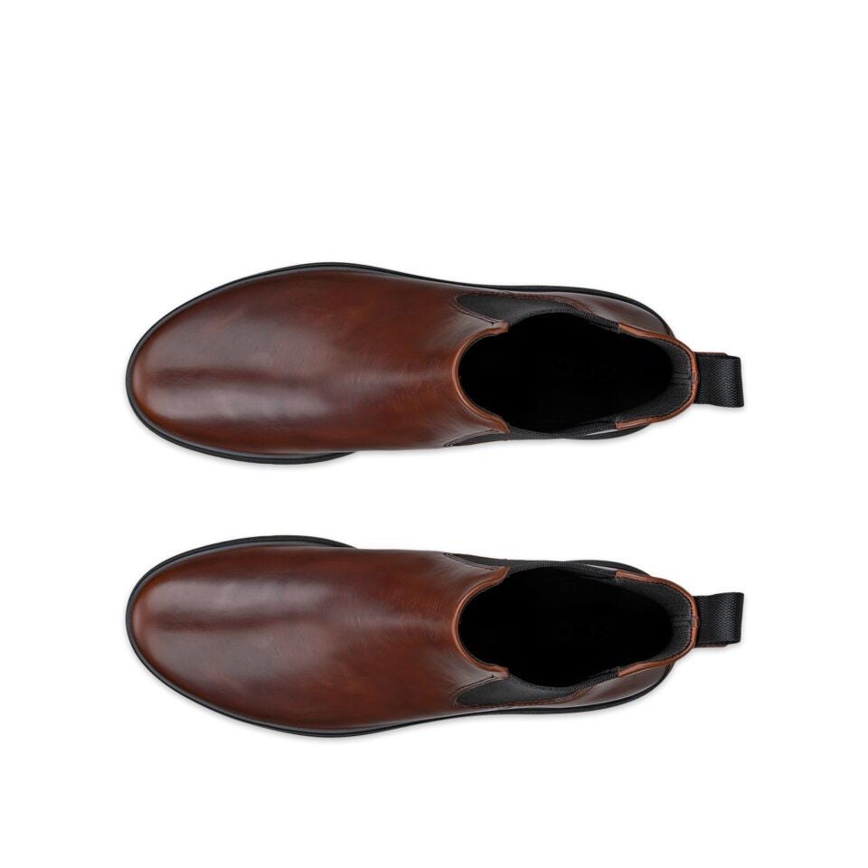 Ecco Bella 2 W Chelsea Ladies Mink Leather Pull On Ankle Boots, top view.