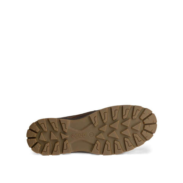Ecco Rugged Track Plain Waterproof Mens Camel Leather & Textile Waterproof Lace Up Shoes, side view.