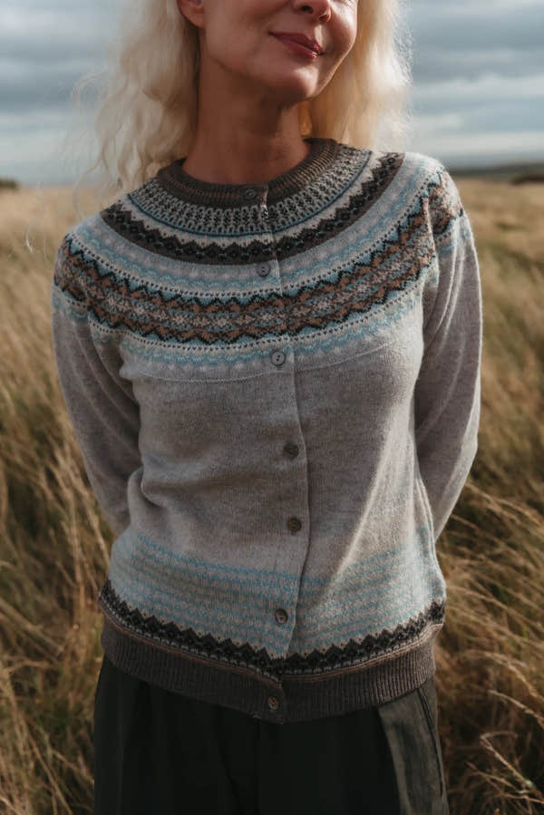 Eribé Alpine Cardigan in Grace, front product view
