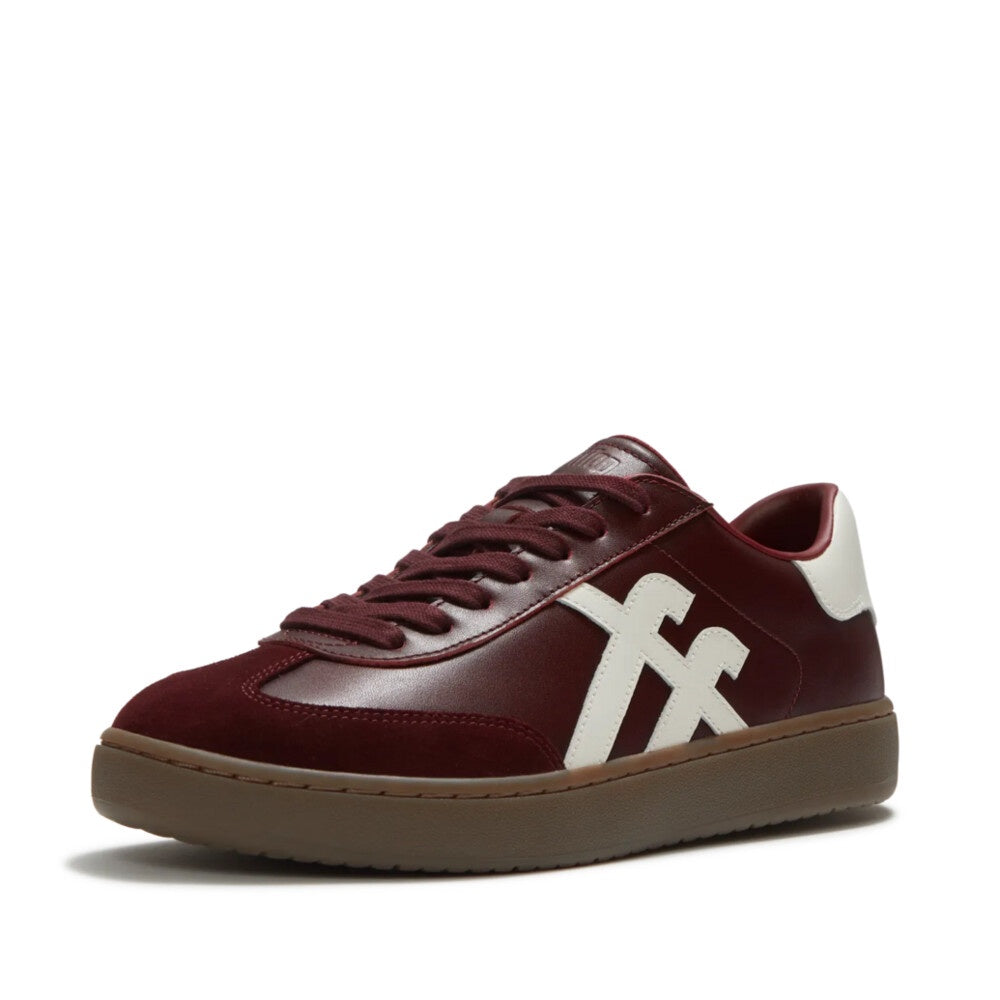 FitFlop A6G-E41, Dark Merlot/Urban White, three-quarter view.