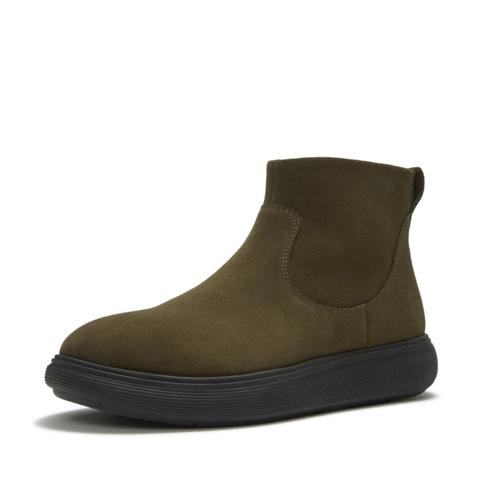FitFlop E35-B77, Deep Olive, three-quarter view.