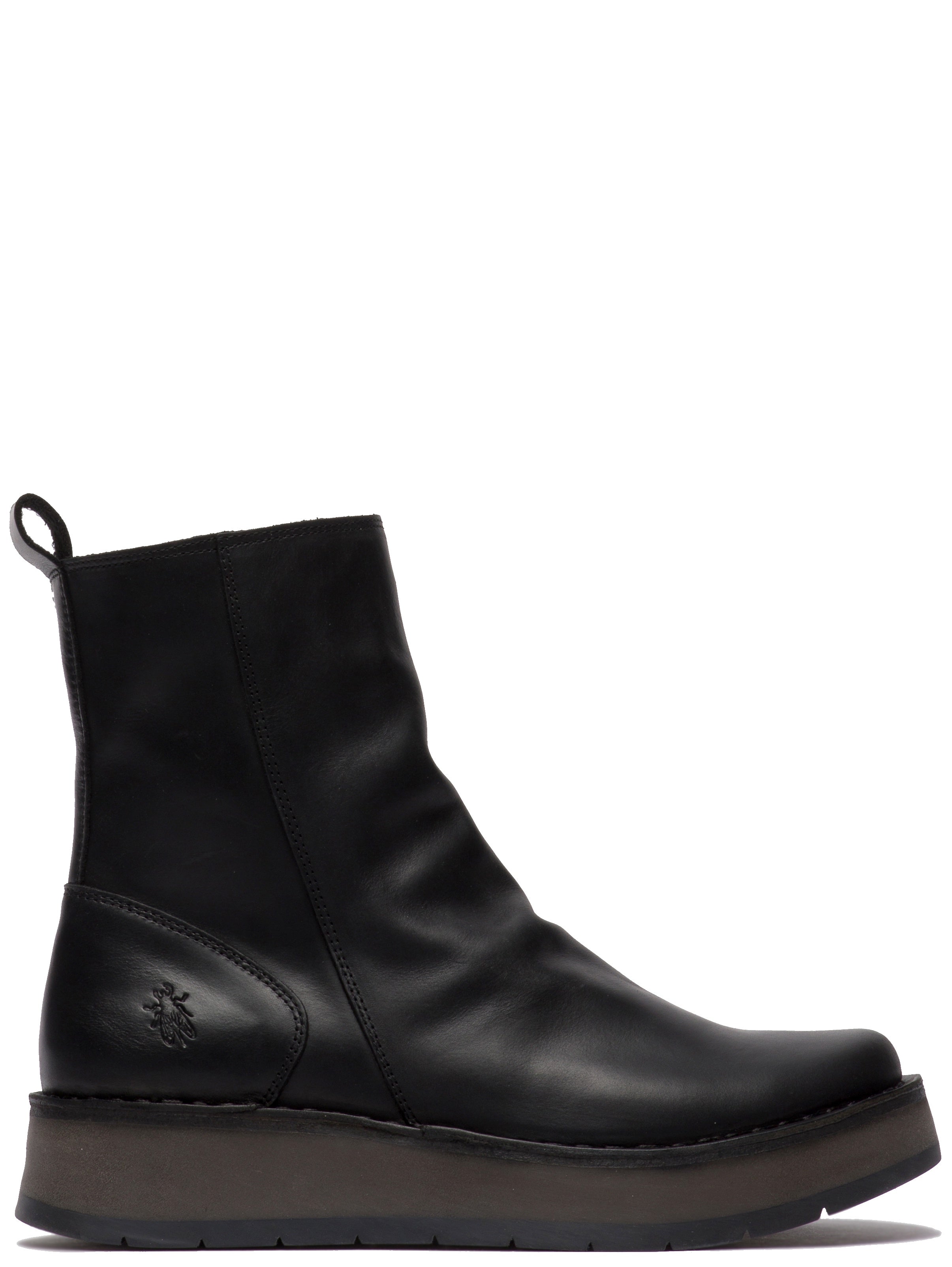 Fly London RENO053FLY women's Black Boots, side view.