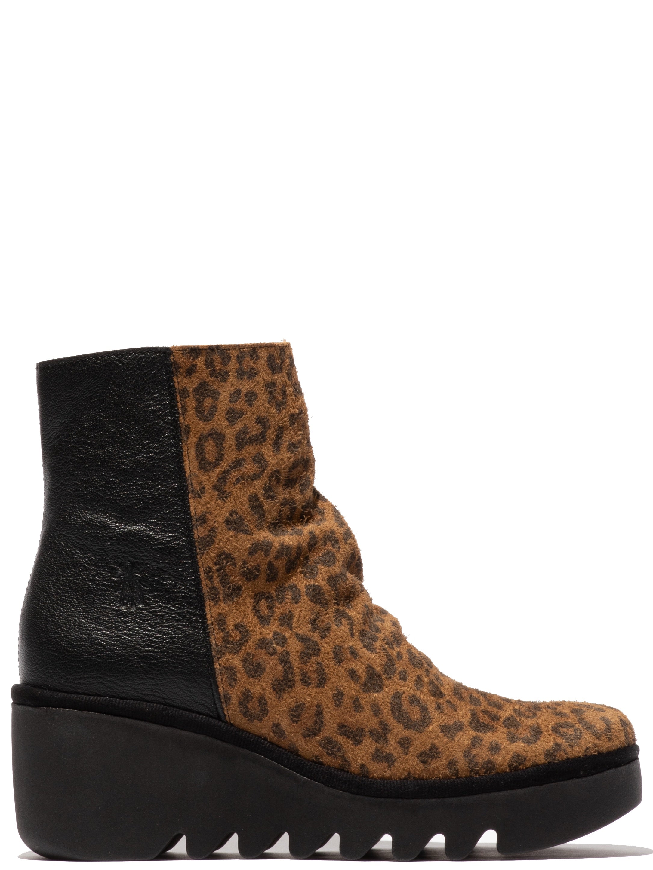 Fly London BAAN538FLY women's Camel/Black Boots, side view.