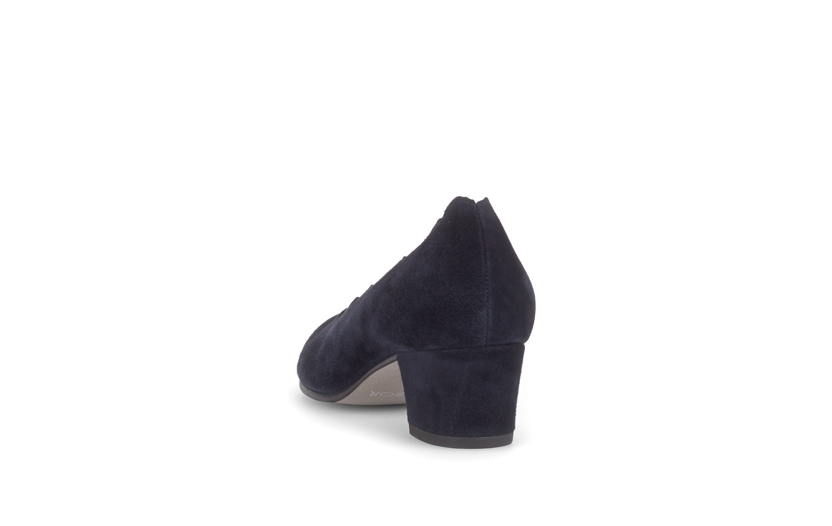 Gabor Gigi navy blue scalloped court shoes, rotating product angle 06.