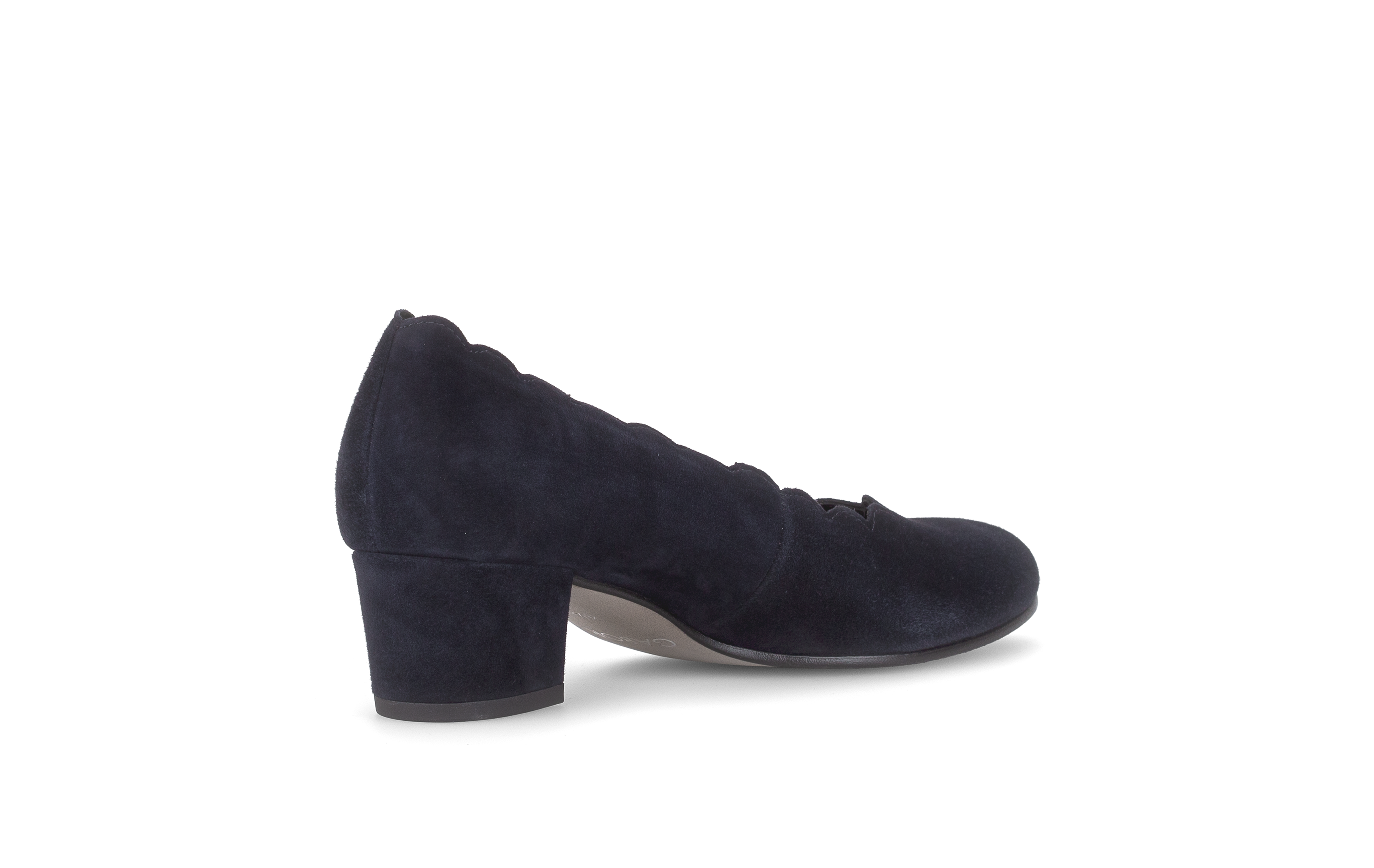 Gabor Gigi navy blue scalloped court shoes, rotating product angle 10.
