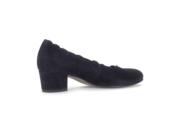 Gabor Gigi navy blue scalloped court shoes, rotating product angle 11.