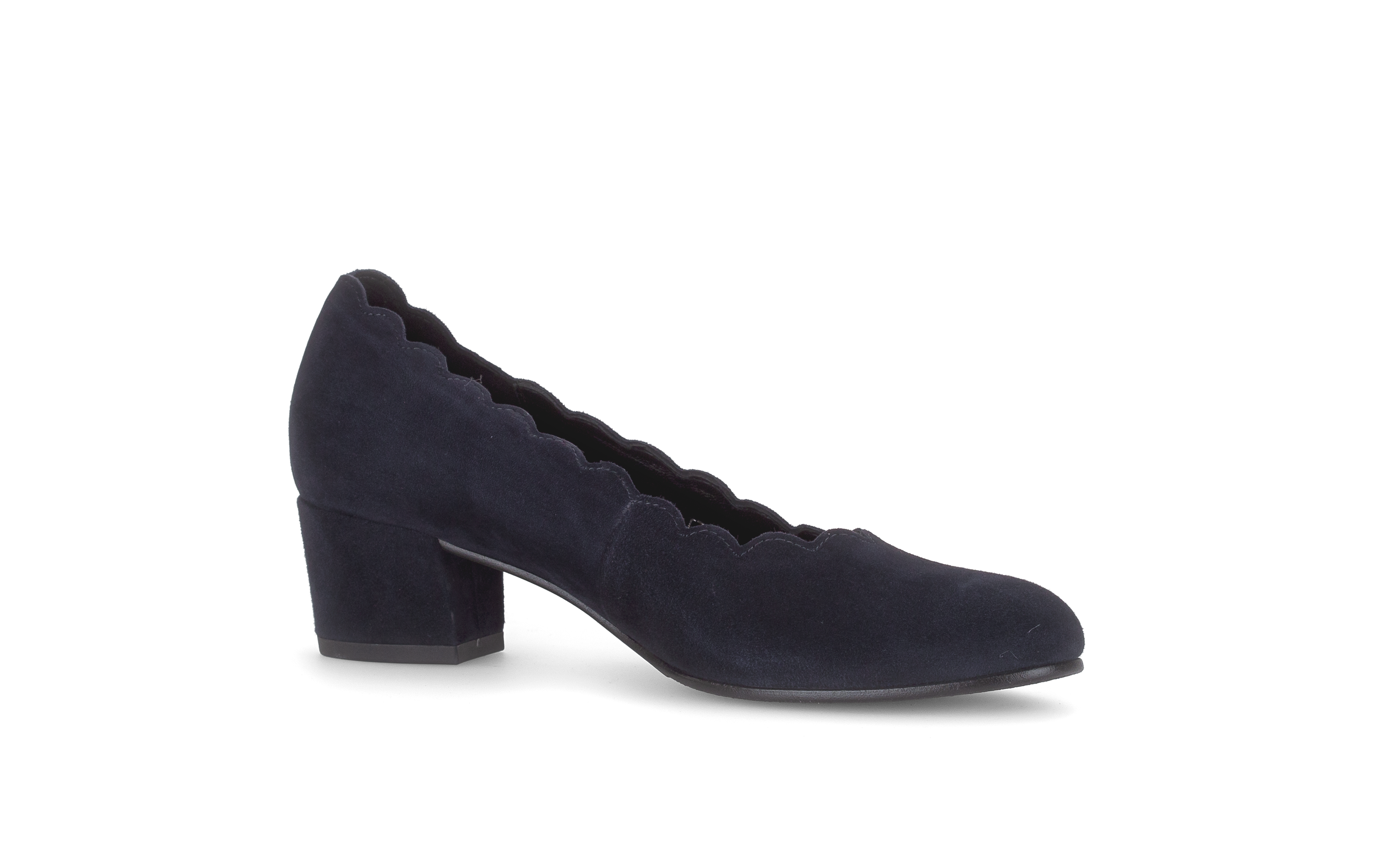 Gabor Gigi navy blue scalloped court shoes, rotating product angle 15.
