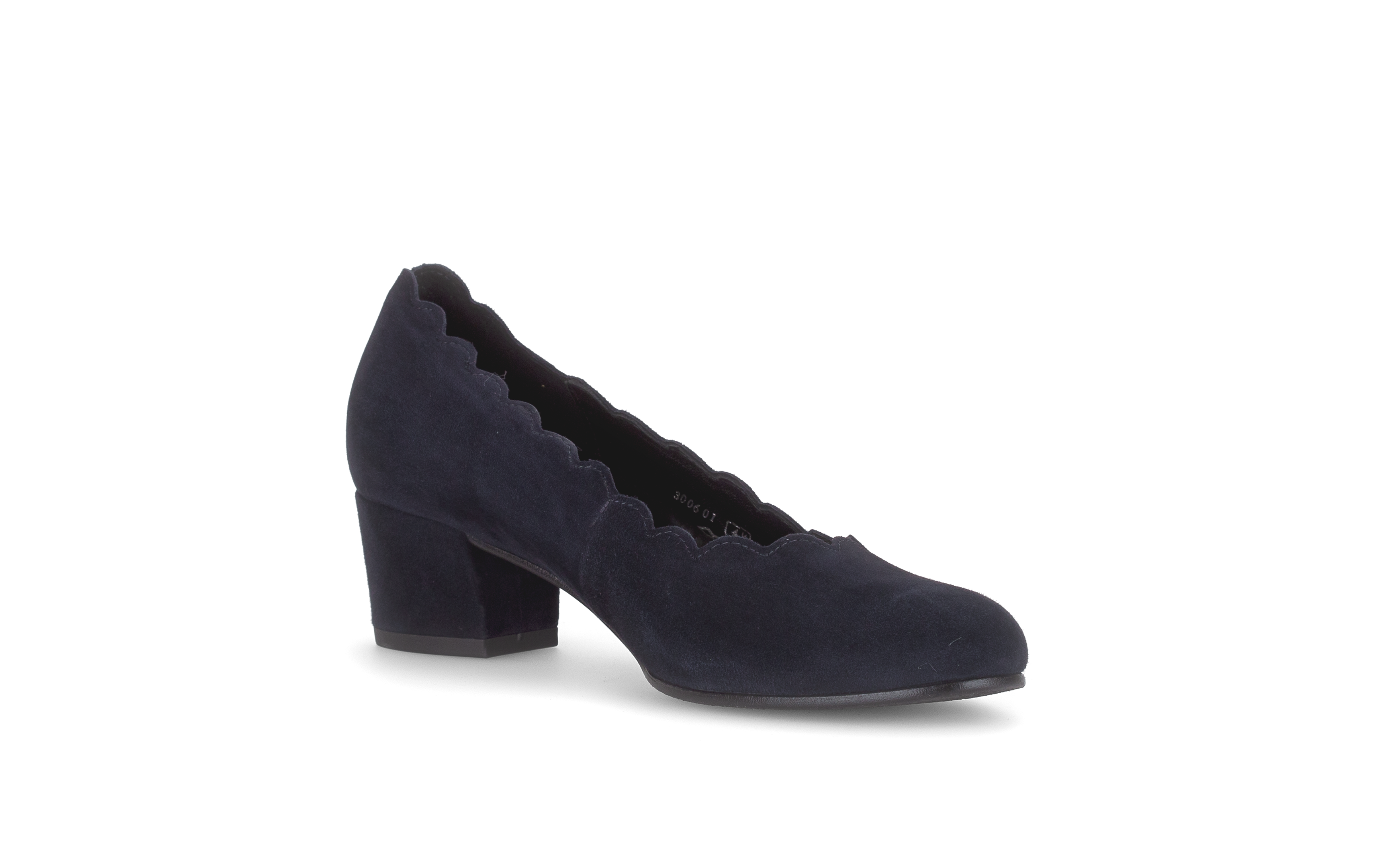 Gabor Gigi navy blue scalloped court shoes, rotating product angle 16.