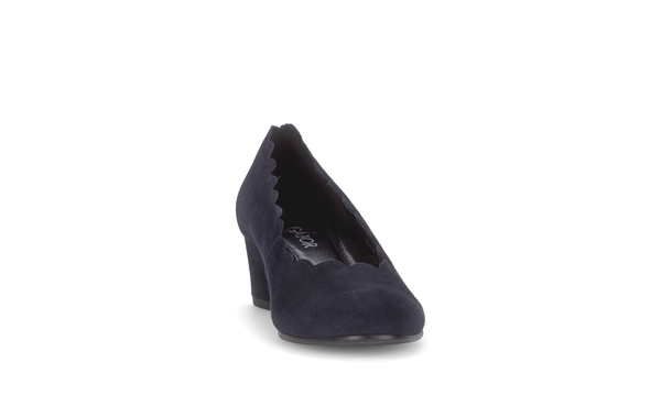 Gabor Gigi navy blue scalloped court shoes, rotating product angle 18.
