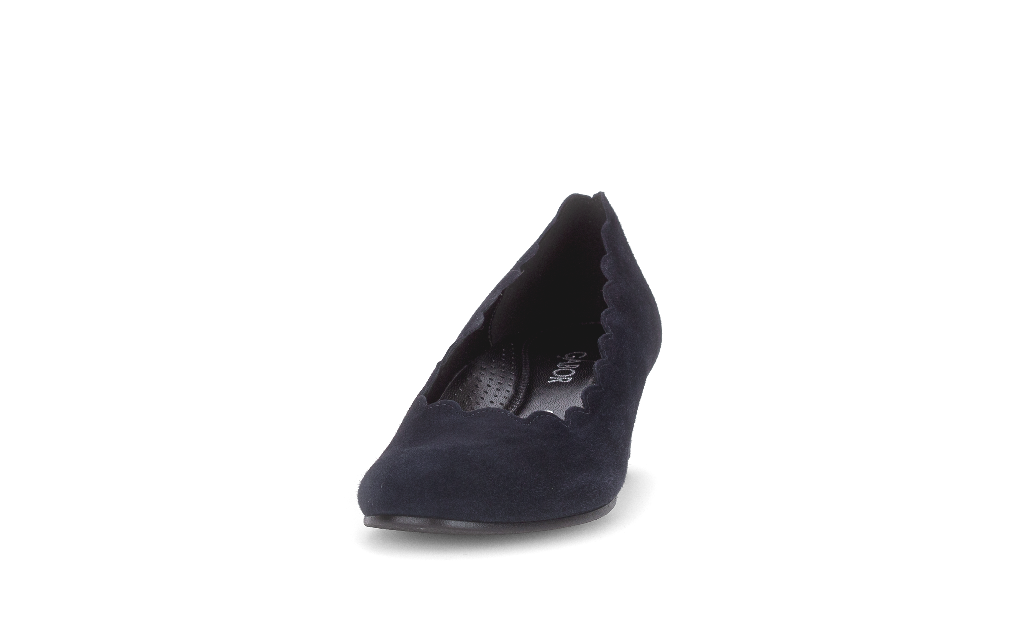 Gabor Gigi navy blue scalloped court shoes, rotating product angle 20.