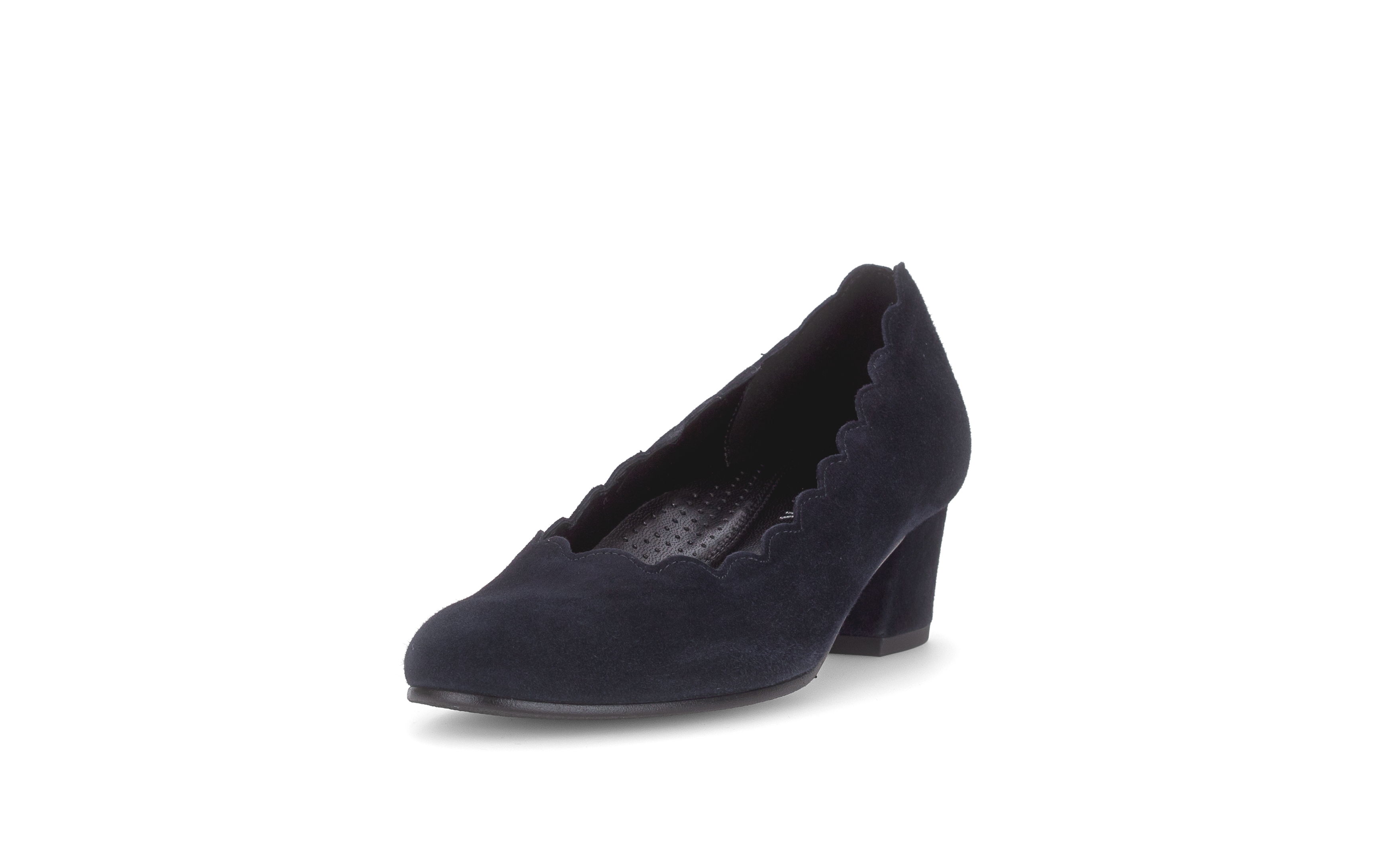 Gabor Gigi navy blue scalloped court shoes, rotating product angle 21.