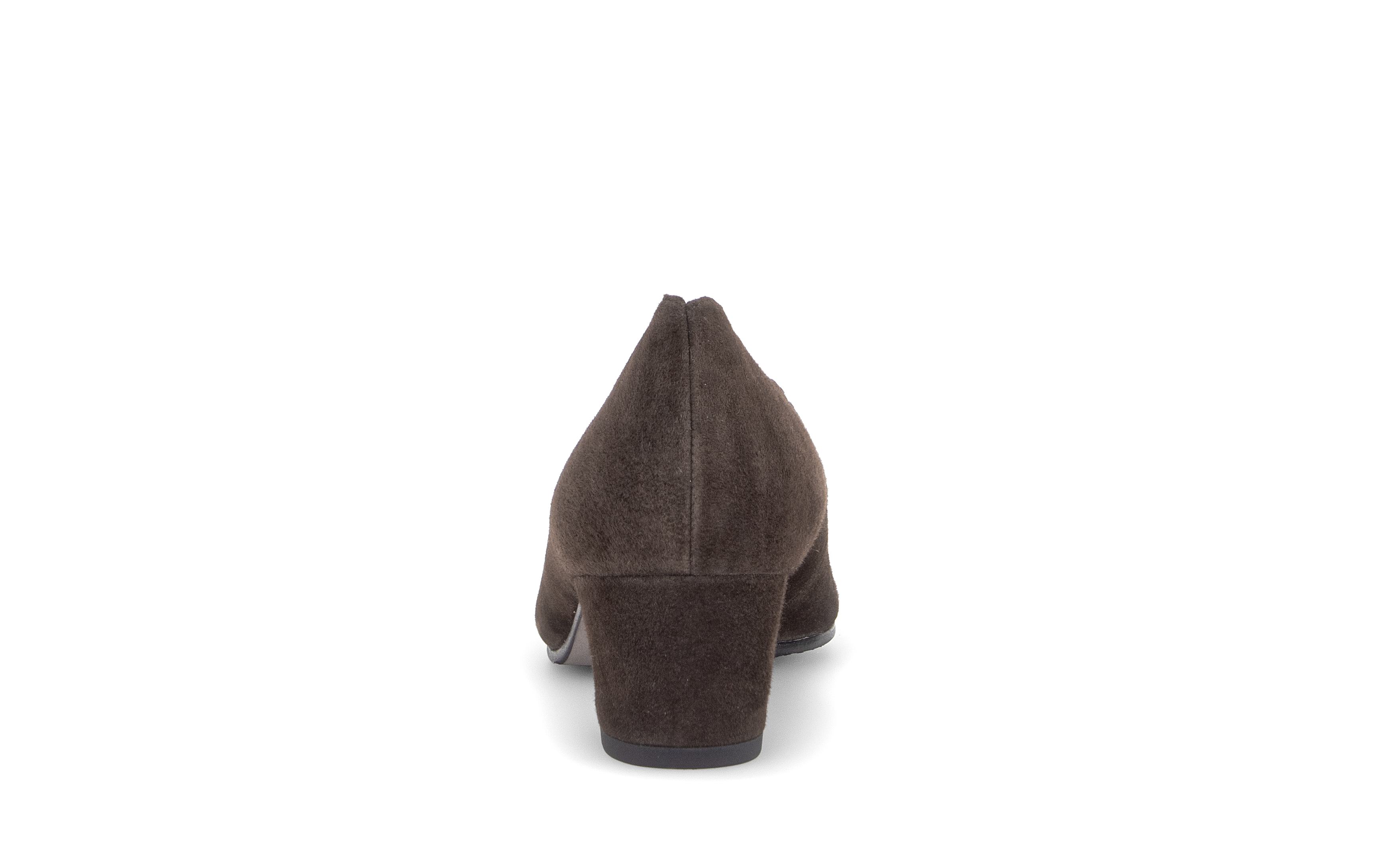 Gabor Gigi mocca brown scalloped court shoes, rear view.