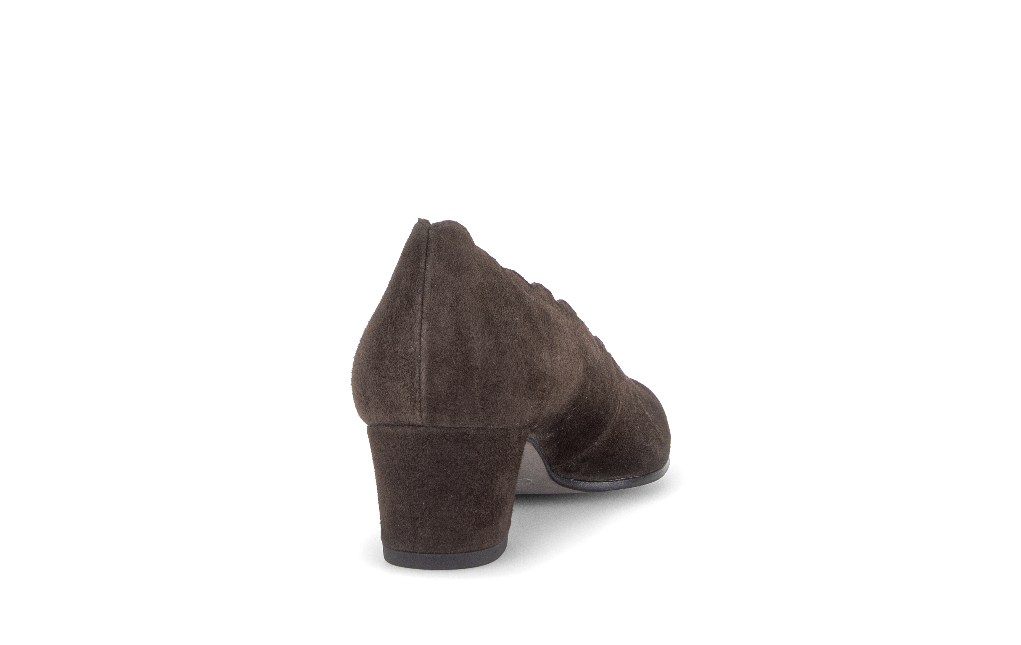 Gabor Gigi mocca brown scalloped court shoes, rotating product angle 08.