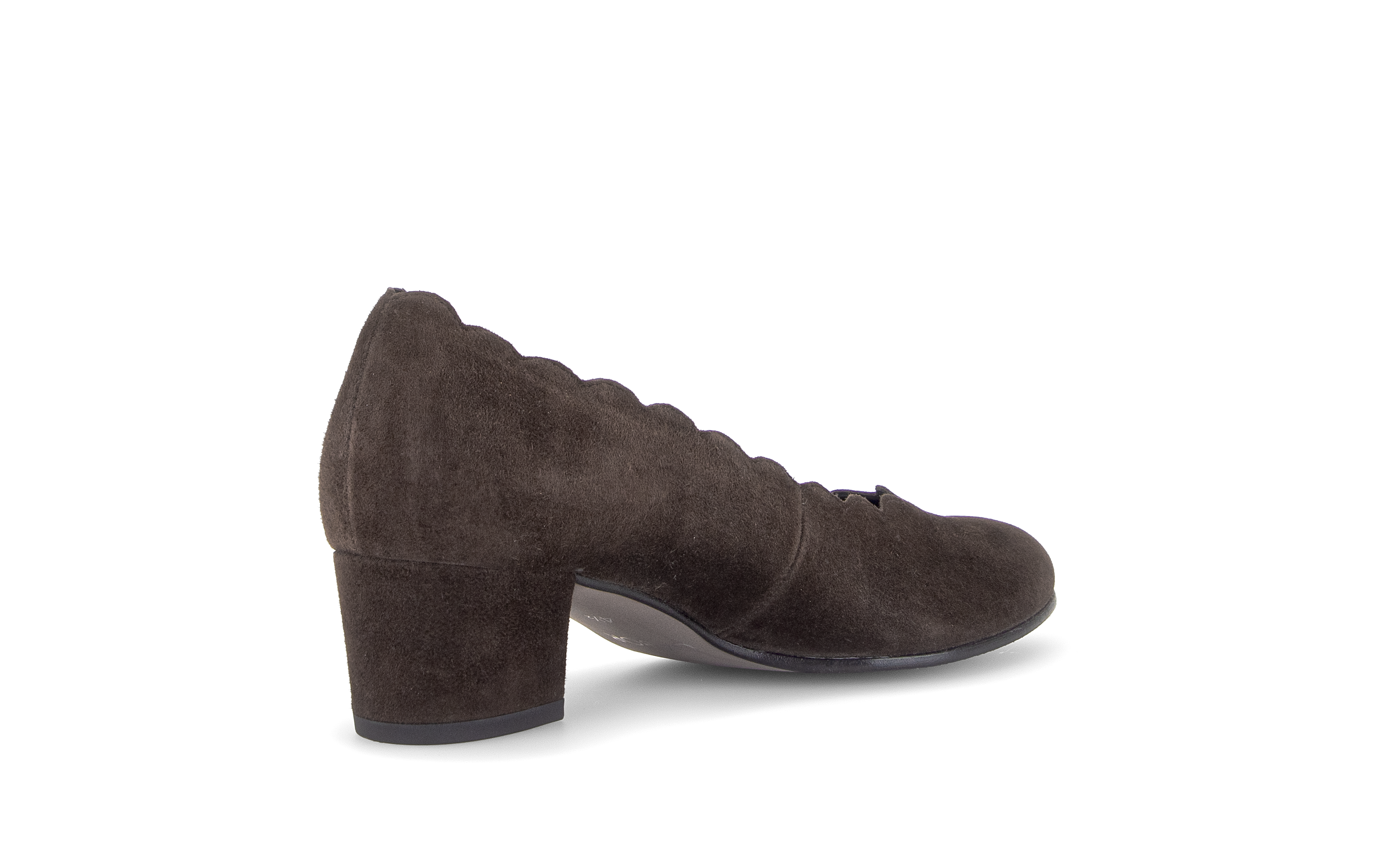 Gabor Gigi mocca brown scalloped court shoes, rotating product angle 10.